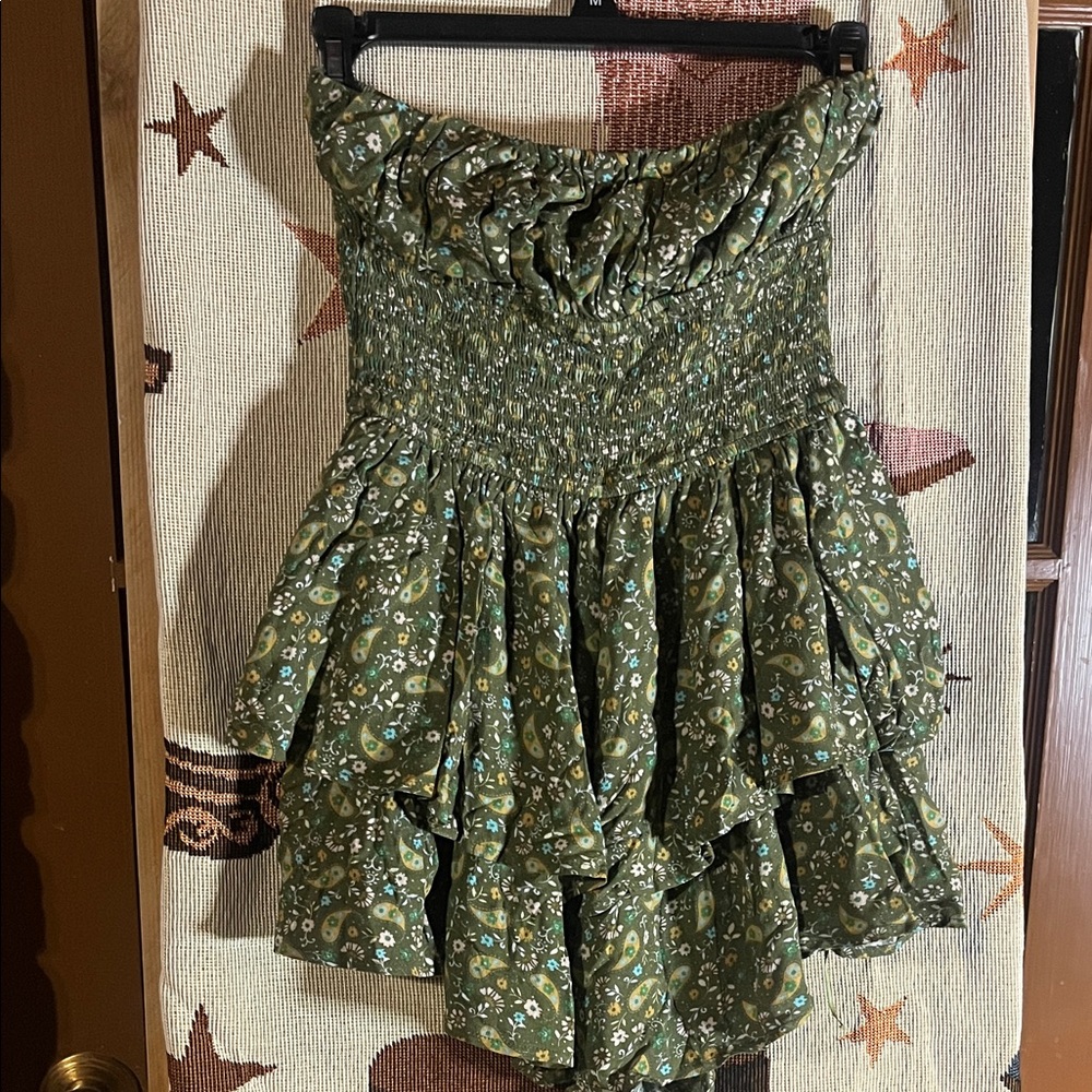 Floral Green Ruffled Romper